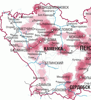 Карта покрытия НСС в Вадинском районе